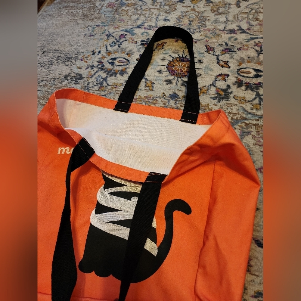 Source Unknown Orange Cat Tote with Black Handles - Picture 2 of 5